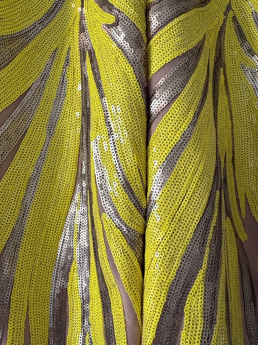 Dress the Population Yellow & Silver Sequin Zigzag Dress Fabric